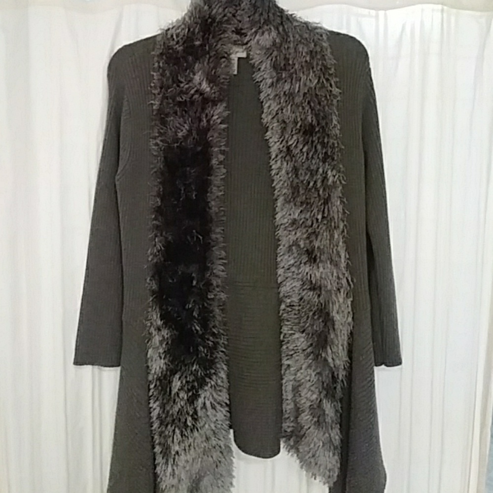Open sweater grey with silver